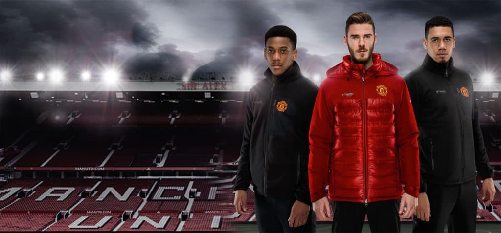 Un'immagine della campagna pubblicitaria Columbia per il Manchester United