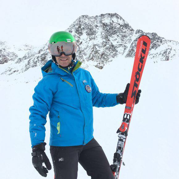 Fabrizio Malisan durante il test in Val Senales