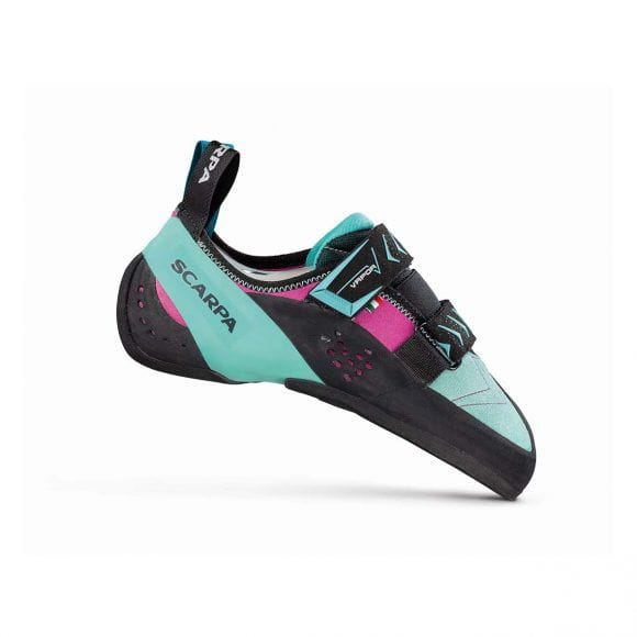 Vista laterale della SCARPA Vapor V W colorazione Dahlia Aqua