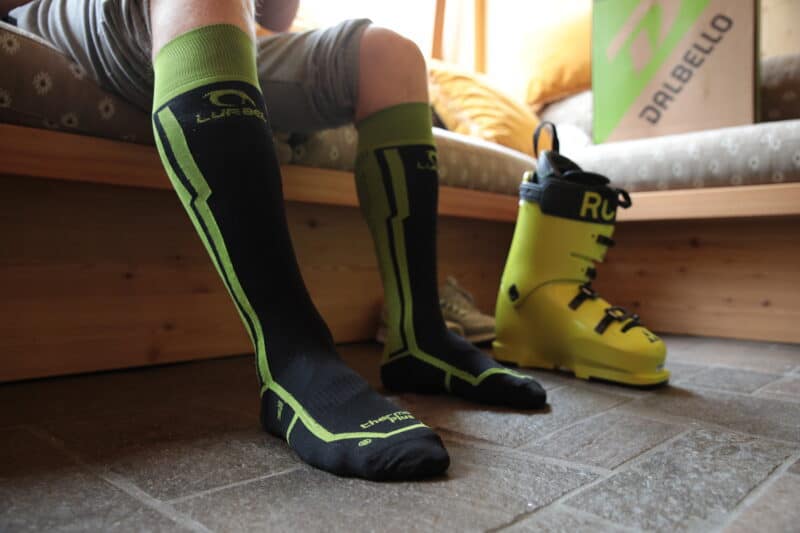 Le calze Lurbel Ski Pro ai piedi dei nostri tester, a Cervinia luglio 21