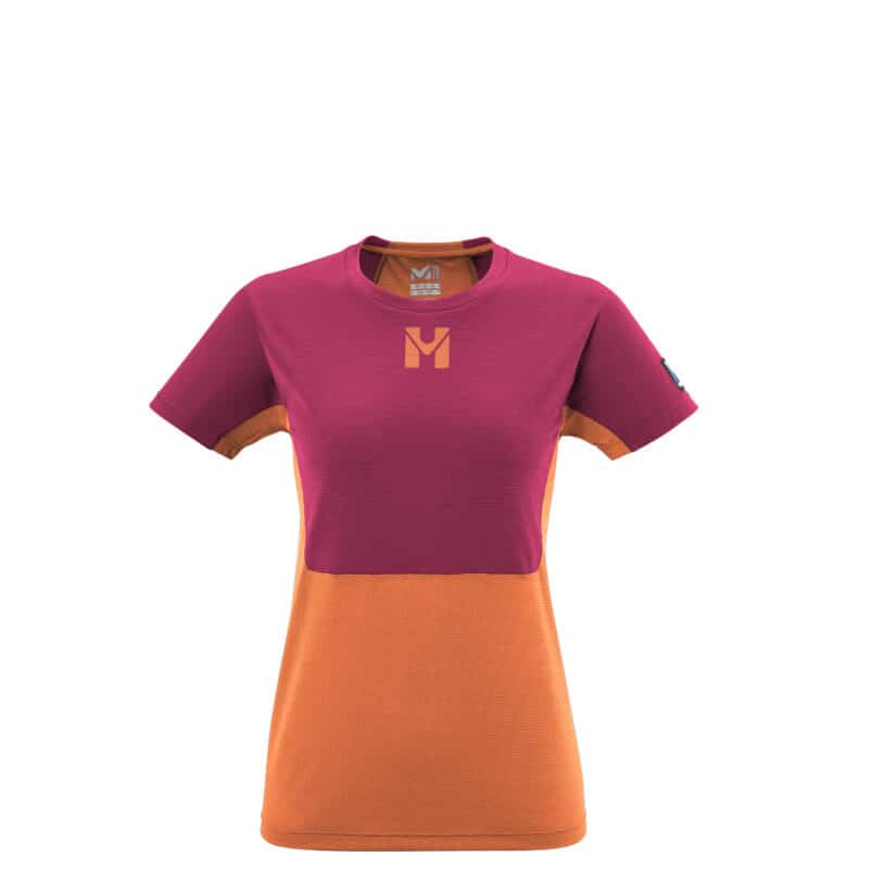 Millet Trilogy Sky TS SS, maglia da donna maniche corte da sky running, in fucsia/arancio.
