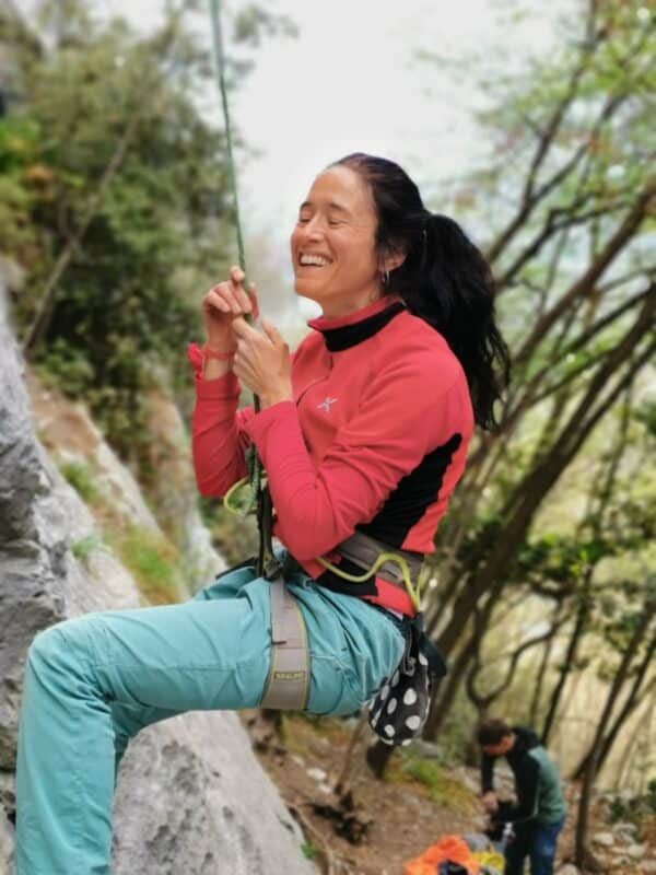 Catia Baldassarri in falesia.