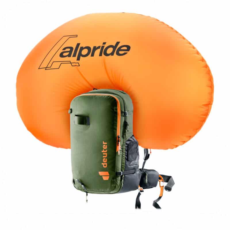 Airbag Alpride gonfiato, vista anteriore. Deuter alproof 32.