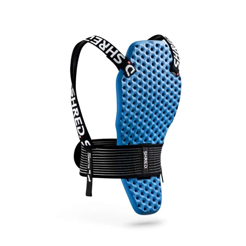 Scarpetta da arrampicata morbida con supporto in schiuma rossa e cinturino regolabile in velcro.