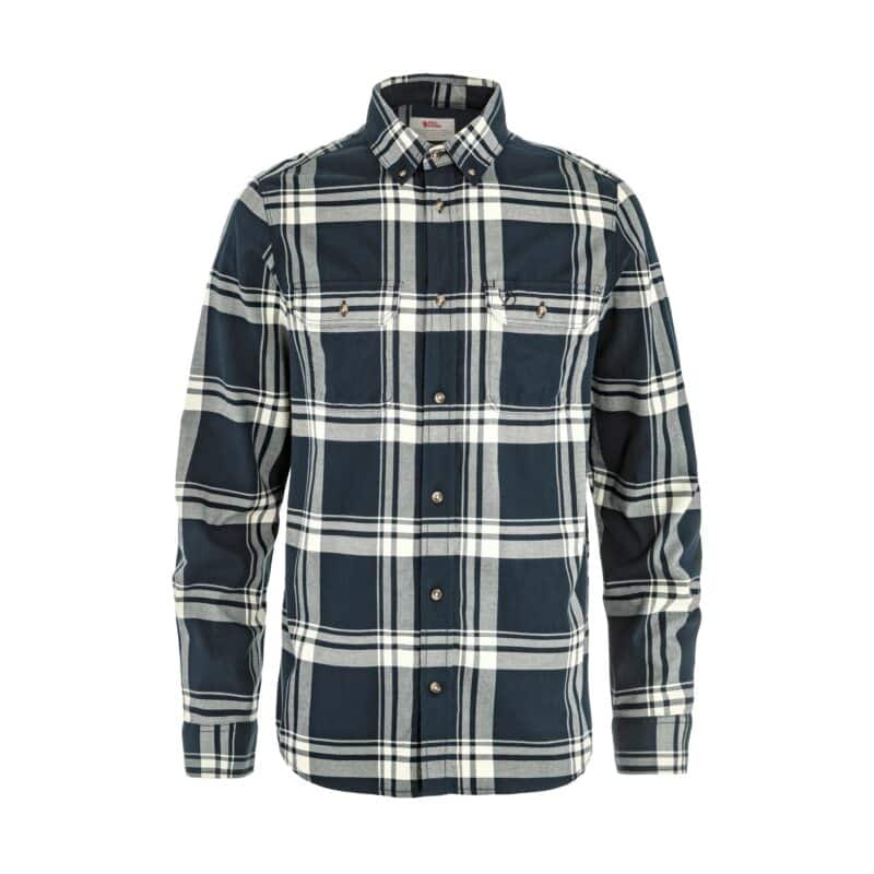 Fjällräven Övik Lite Flannel Shirt M Dark Navy Chalk White vista frontale